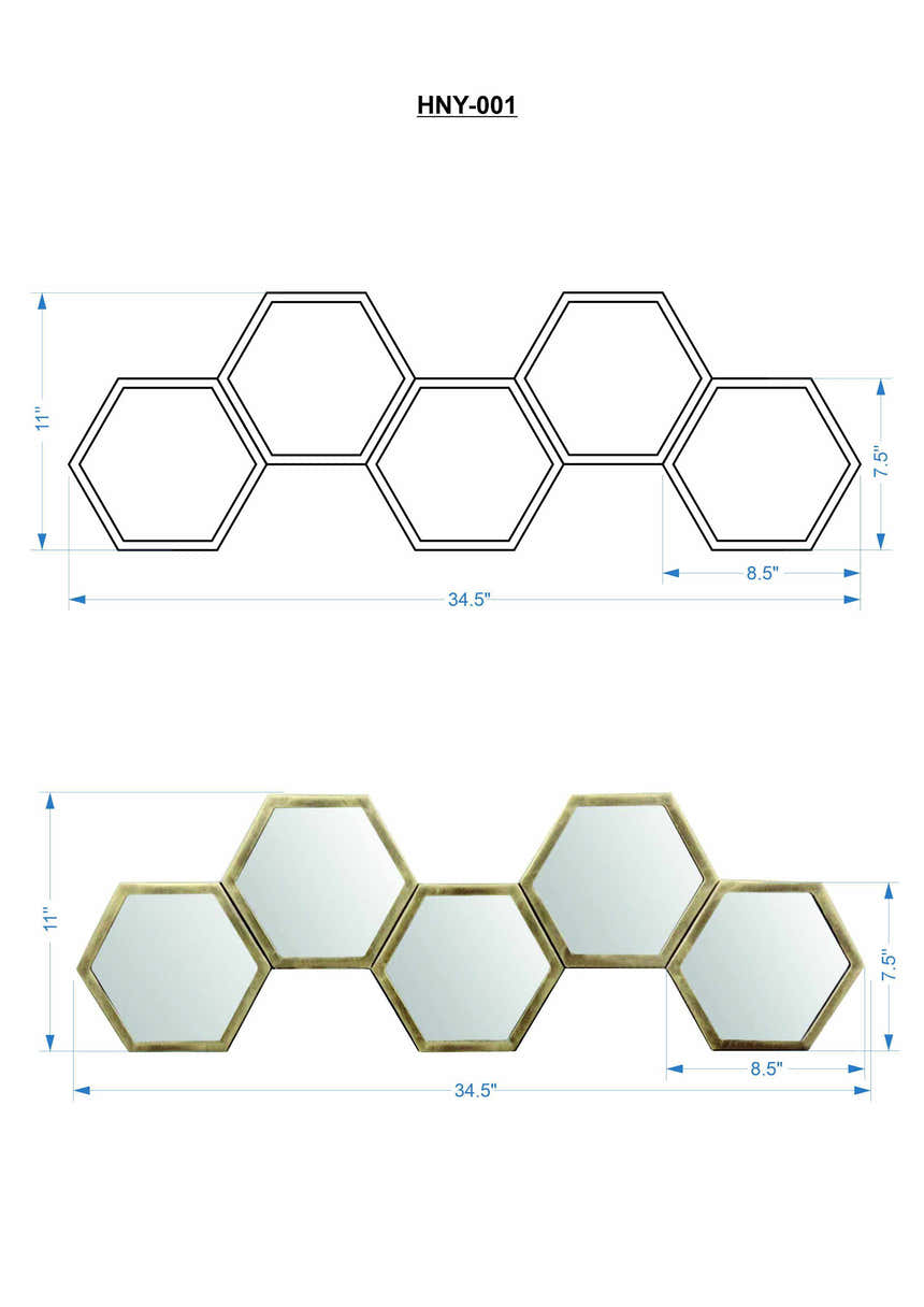 Gitagum Rustic Gold Honeycomb Mirror
