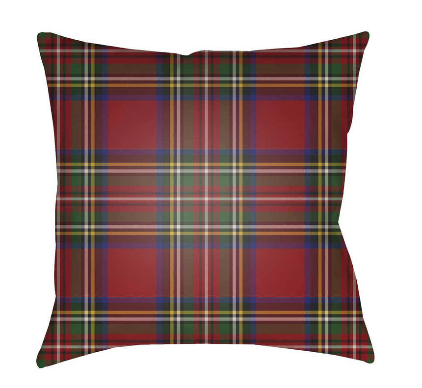 Gardere Red Plaid Square Accent Outdoor Pillow