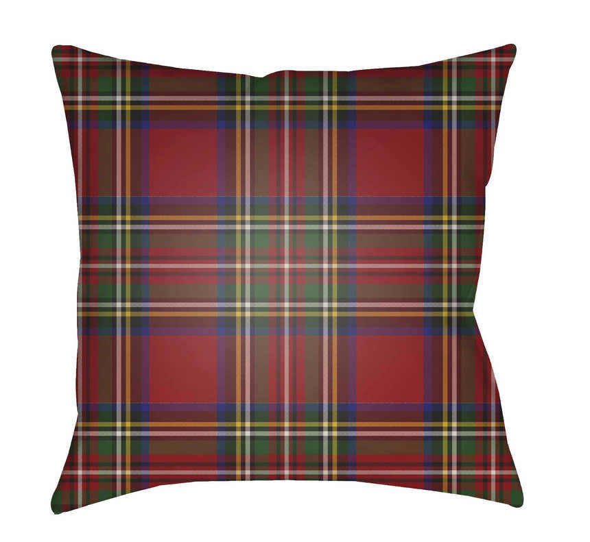 Gardere Red Plaid Square Accent Outdoor Pillow