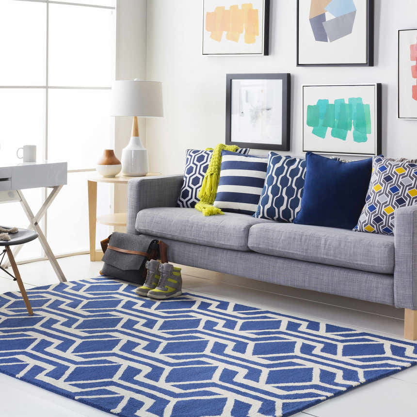 Ashuelot Navy Hexagon Pattern Accent Pillow - Clearance