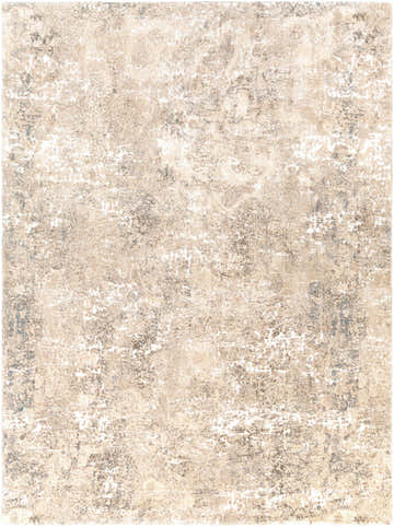 Close-up of the Holtsville Abstract Ivory Thick Rug. Features an abstract pattern in ivory, aqua, and dark brown tones. Design-Rectangle-710103
