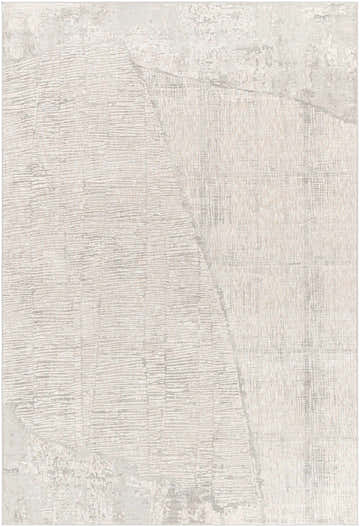 Close-up of the Leeco Textured Luxe Rug. Gray, light gray, taupe, and off-white colors with a textured, contemporary design. Design-Rectangle-573