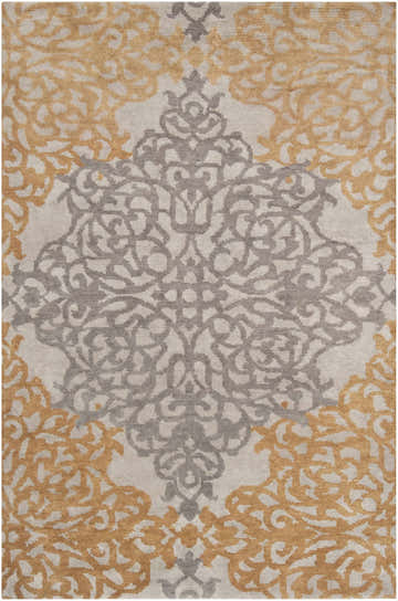 Close-up of the Lisle Wool Area Rug showcasing its charcoal, dusty sage, and medium brown contemporary pattern. Design-Rectangle-5686