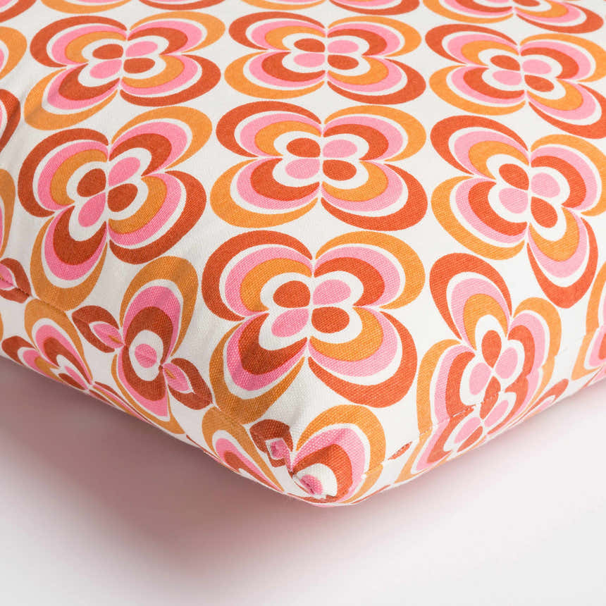 Longhorsley Retro Orange Floral Accent Pillow - Clearance