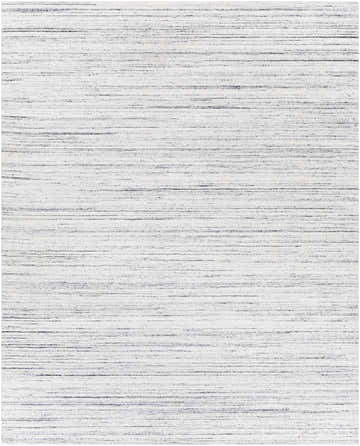 Close-up of the Lubigan Area Rug. Hand-loomed, contemporary style with charcoal and light gray horizontal stripes. Design-Rectangle-810