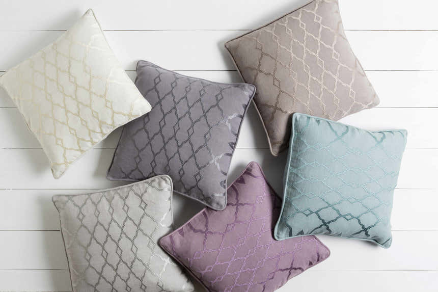 Erindale Gray Lattice Pattern Throw Pillow - Clearance