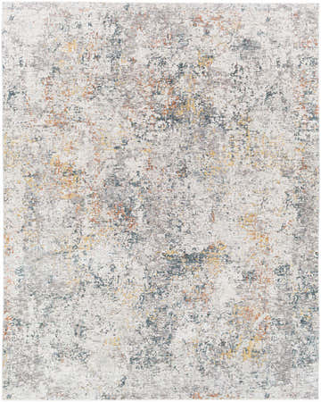 Close-up of the Lydney Luxe Rug, a contemporary design in brick red, charcoal, and cream polyester with distressed texture. Design-Rectangle-710103