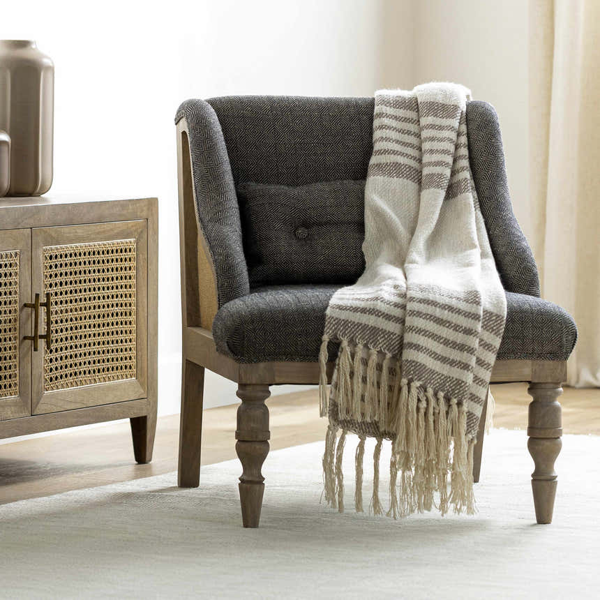Medomak Cotton Throw Blanket with tassels