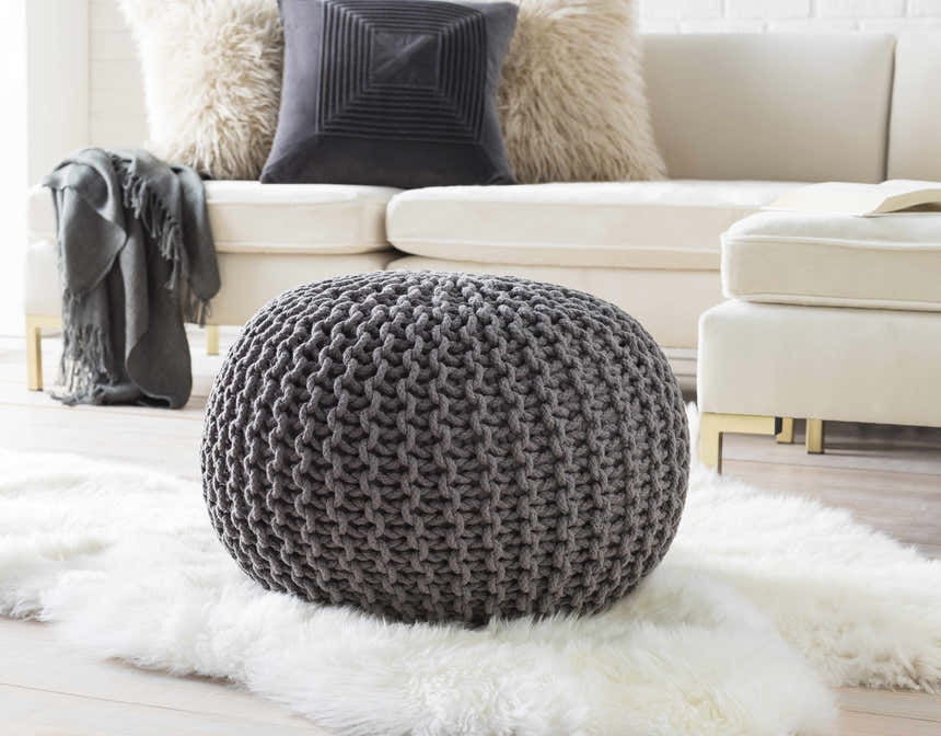 Crosby Charcoal Square Throw Pillow - Clearance