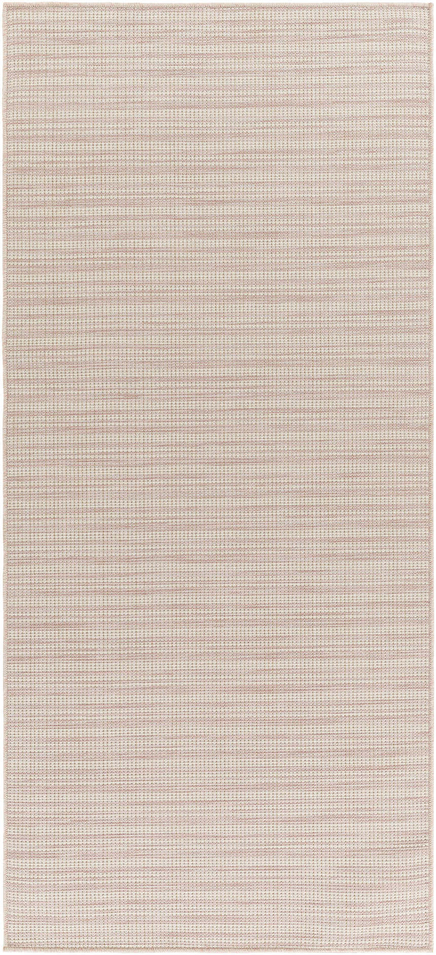 Close-up of the Greg Pink Area Rug showing its subtle grid pattern and soft cloud gray and lambswool colors. Design-Runner-36