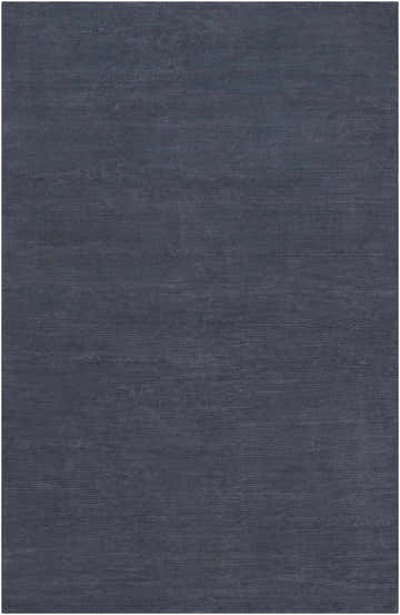 Close-up of the Philipsburg Carpet in dark blue. Hand-knotted rug with a subtle horizontal striped texture. Design-Rectangle-576