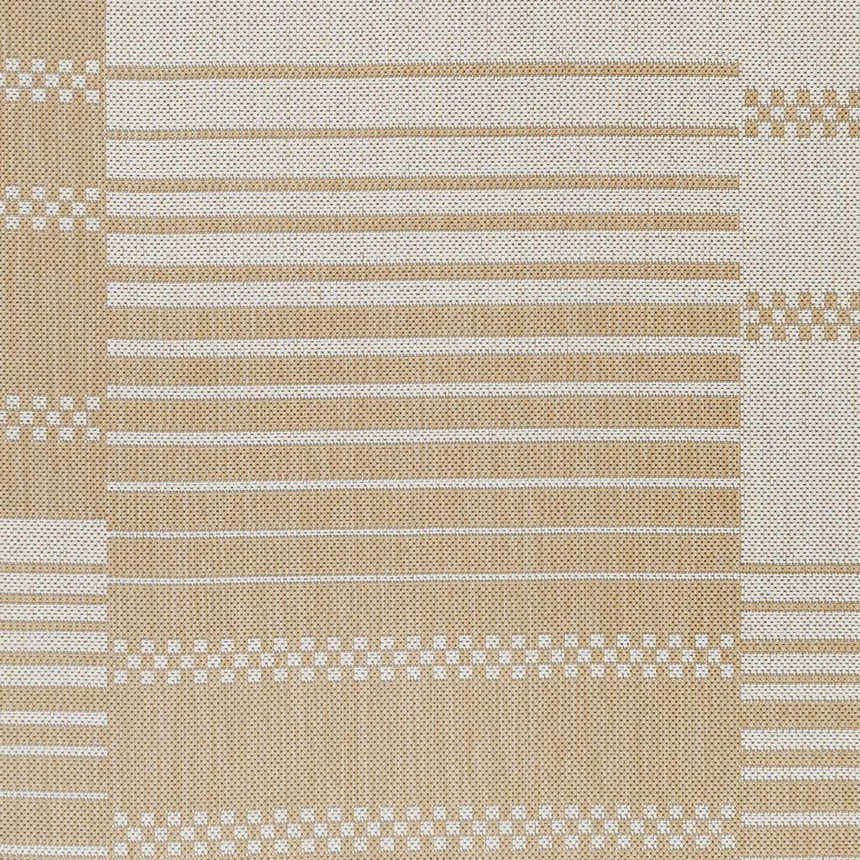 Close-up of Portscatho Carpet showing beige and light beige stripes and woven texture. Clearance item. Swatch