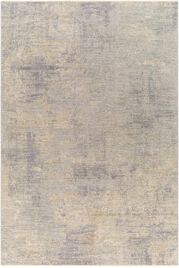 Close-up of the Razi Avant Garde rug. Abstract design in brown, charcoal, dusty sage, medium gray, and teal hues. Design-Rectangle-6796