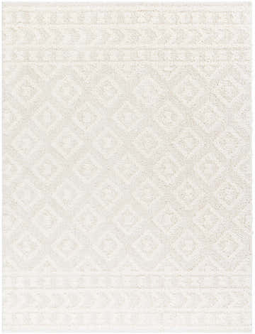 Close-up of the Eivin Cream Diamonds Plush Rug, showcasing its soft texture and subtle geometric diamond pattern. Design-Rectangle-537