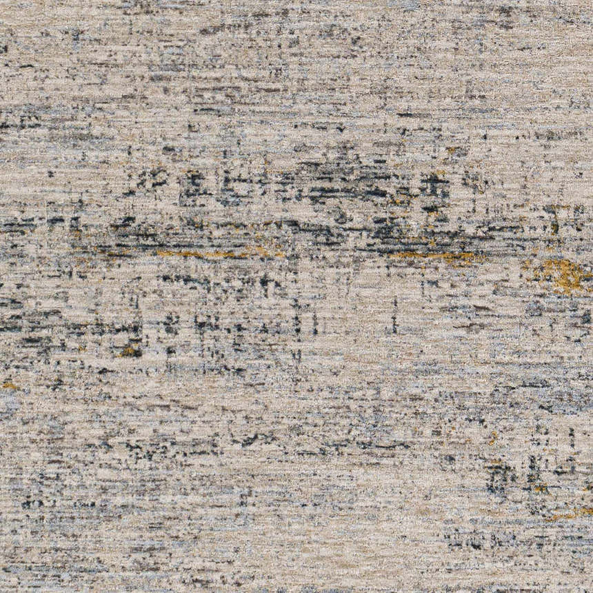 Close-up of Rendlesham Luxe Rug in cream, gray, and mustard. Contemporary design with a subtle, textured pattern. Swatch
