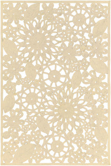Beige Ruxton Area Carpet with hand woven floral and leaf design. Contemporary, farmhouse style. Design-Rectangle-576