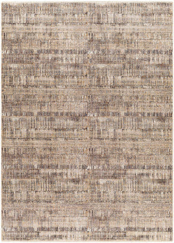 Close-up of the Cane Luxe Rug with Fringes. Beige, brown, and ivory geometric pattern. Contemporary style. Design-Rectangle-579