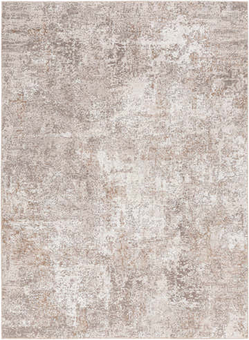 Close-up of the Bruna Area Rug featuring a contemporary design in cloud gray, ivory, and multi brown tones. Design-Rectangle-5373