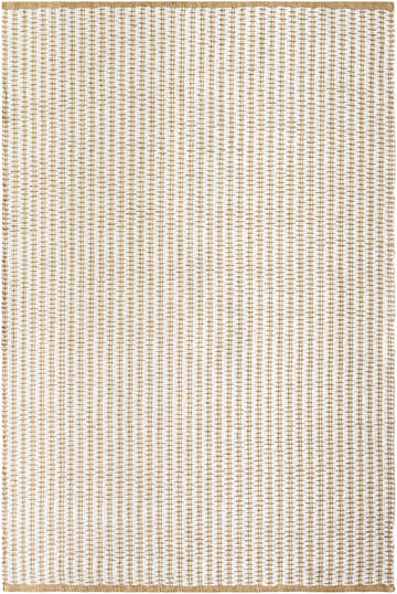 Close-up of the hand woven Ieuan Area Rug in beige and bone. Farmhouse style with a subtle, textured pattern. Design-Rectangle-576