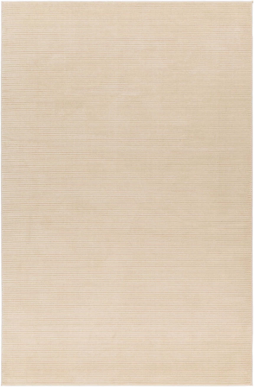Close-up of the Kini Plush Textured Washable Rug in White Tonal, featuring a subtle horizontal line pattern. Design-Rectangle-537