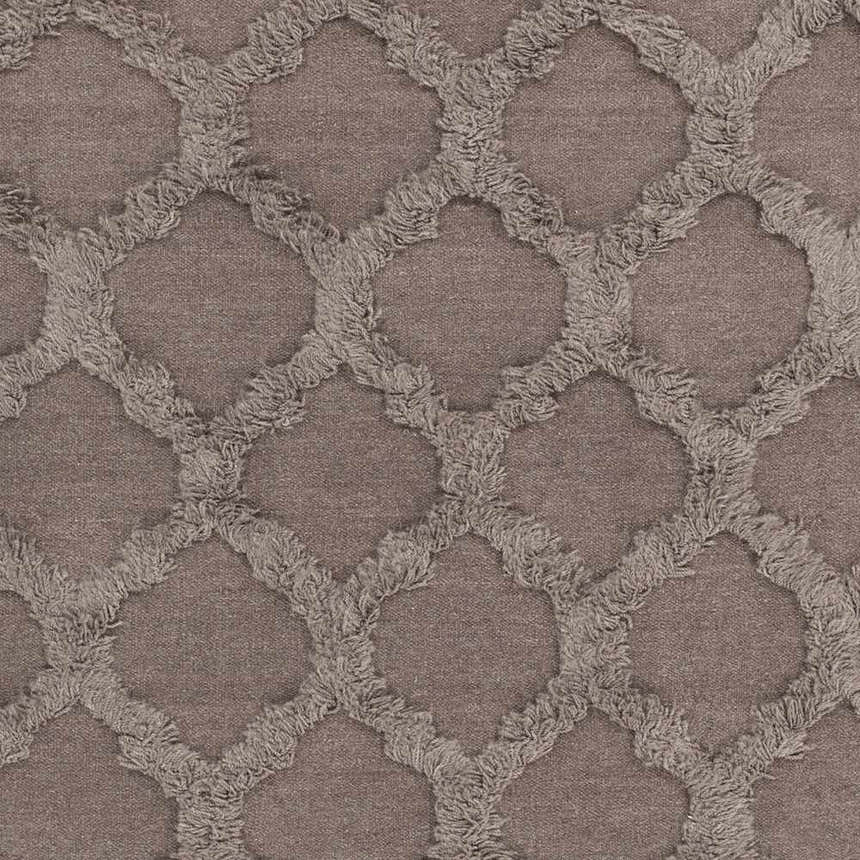 Close-up of the Saulsville Area Rug showing a charcoal color and a textured, geometric shag design. Swatch
