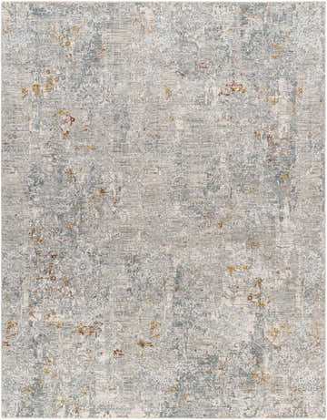 Close-up of the textured Ifama Rug with Fringes. Features a distressed pattern in gray, beige, and brown tones. Design-Rectangle-710103