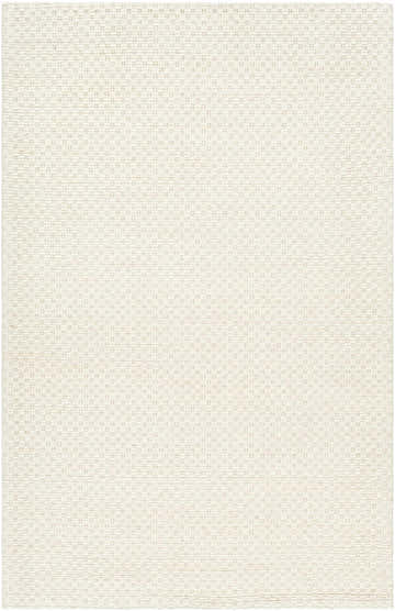 Close-up of the hand woven Kassa Cream Area Rug, showing its beige and rose cream textured pattern. Design-Rectangle-576