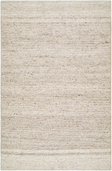 Close-up of the hand-tufted Urmat Wool Area Rug. Light silver, pearl, and warm gray tones create a textured, neutral design. Design-Rectangle-576