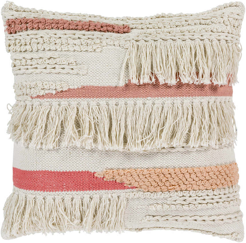 Shoup Beige Pink Textured Throw Pillow - Clearance