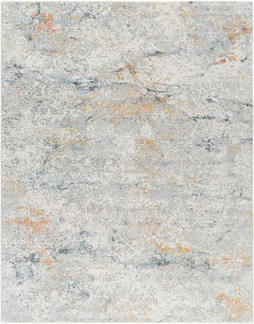 Close-up of the Harue Area Rug showcasing its contemporary cloud gray, nutmeg, and light gray abstract design. Design-Rectangle-710103