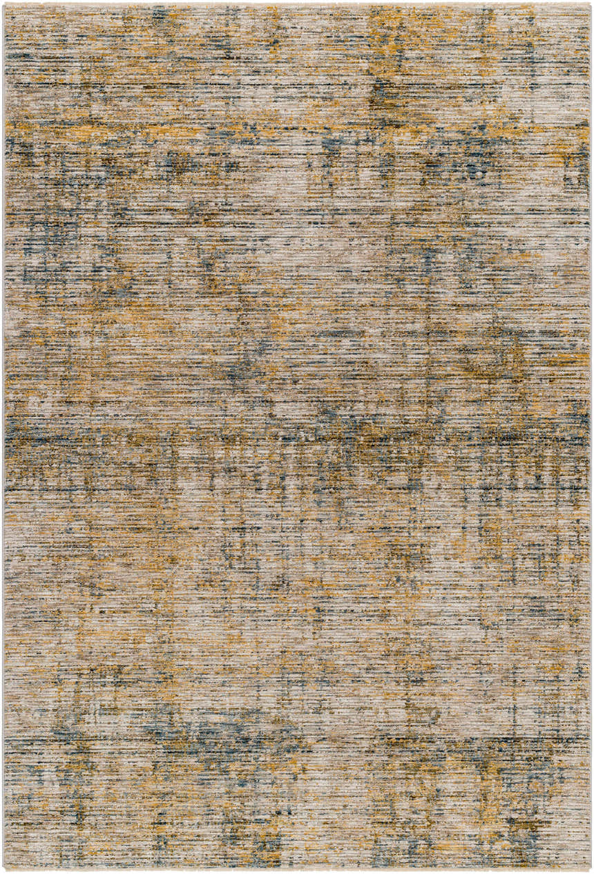 Close-up of the Osma Rich Textured Traditional Rug featuring bone, driftwood, multi brown, taupe, and walnut colors. Design-Rectangle-575
