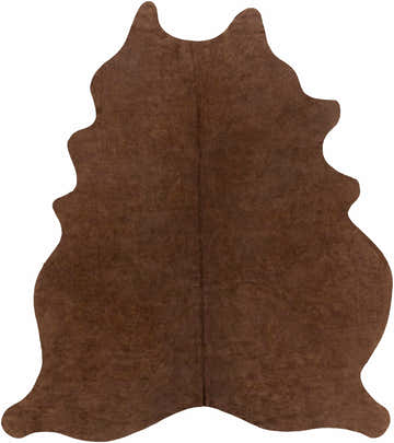 Close-up of the brown Sitka 5x7 Cowhide Rug. The rug is 100% leather and hand crafted in a Southwestern style. Design-Custom
