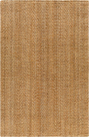 Close-up of the hand-woven Asaka Jute Area Rug, featuring a natural jute color and subtle herringbone pattern. Design-Rectangle-576