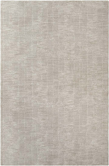 Close-up of the Harva Area Rug with a geometric pattern in light gray and natural gray polyester. Design-Rectangle-6796