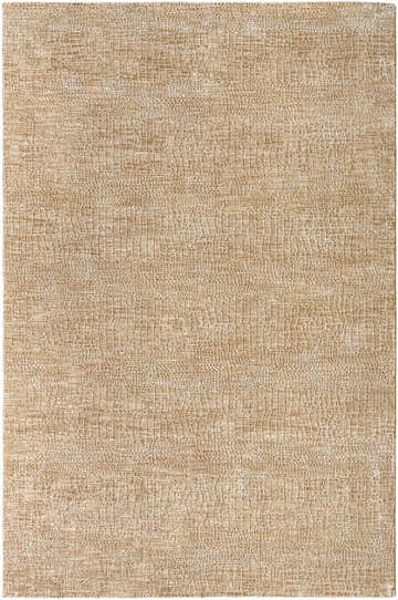 Close-up of the Kegan Area Rug. Tan and khaki rug with a subtle, textured, contemporary pattern. Design-Rectangle-6796