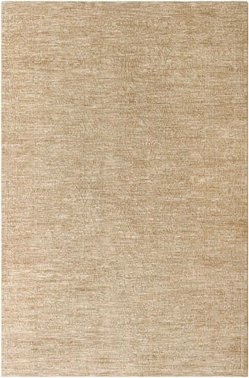 Close-up of the Kyran Tan Area Rug showing its subtle traditional pattern and textured khaki and tan fibers. Design-Rectangle-6796
