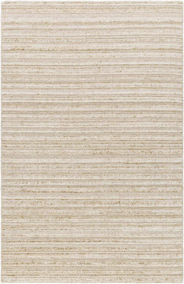 Close-up of the Karla Beige Area Rug, a hand-loomed cotton and viscose rug with a subtle striped pattern. Design-Rectangle-576