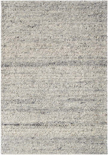 Close-up of hand woven Olisa Cream & Gray Wool Area Rug, showing texture and subtle light gray and natural gray color variations. Design-Rectangle-576