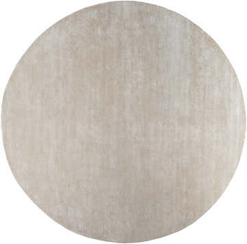 Close-up of a round Pirro Premium Wool Blend Rug in ash and pearl, showing subtle vertical stripes and soft texture. Design-Round