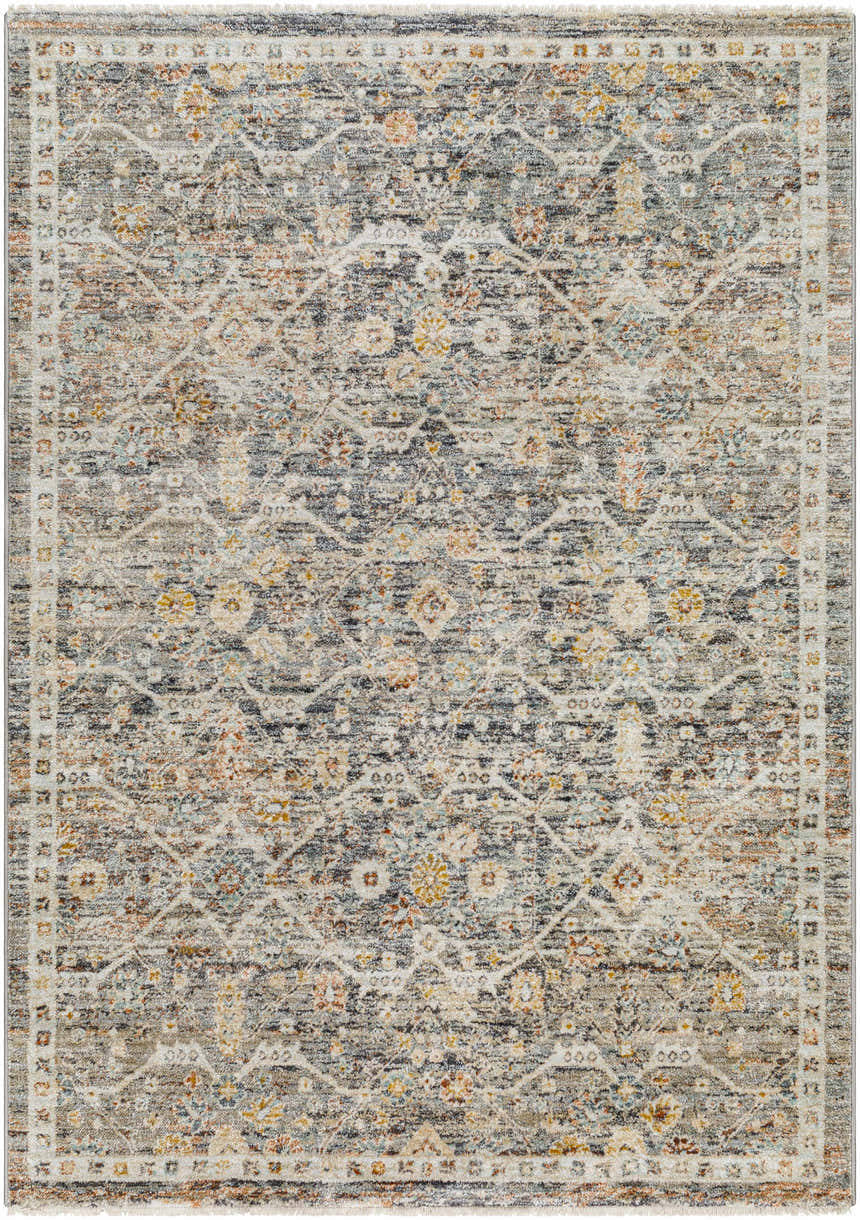 Detailed Issay Area Rug - Clearance with a traditional oriental pattern in beige, brown, gray, and taupe tones. Design-Rectangle-5377