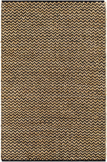 Close-up of the hand woven Genna Area Rug. Chocolate brown jute and cotton with a traditional chevron pattern. Design-Rectangle-576