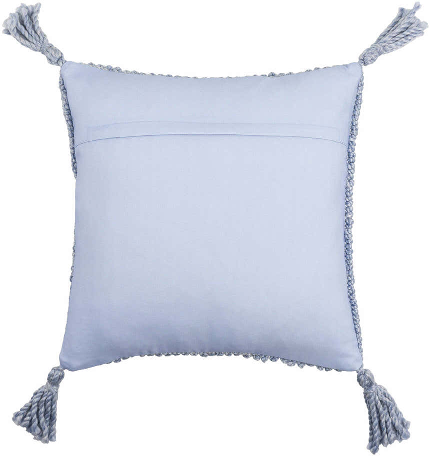 Lunor Light Blue Linear Pattern Modern Recycled PET Yarn Outdoor Accent Pillow - Clearance