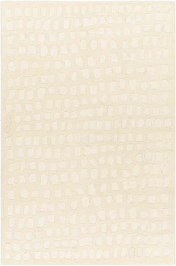 Close-up of the Arjan Cream Area Rug showing a subtle, organic pebble pattern and soft wool texture. Design-Rectangle-576