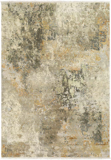 Abstract Telogia Carpet - Clearance. Hand-knotted wool rug in beige, gray, and gold tones. Contemporary style. Design-Rectangle-69
