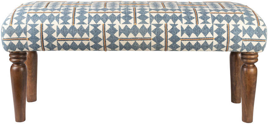 Thallwitz Blue Geometric Upholstered Bench - Clearance