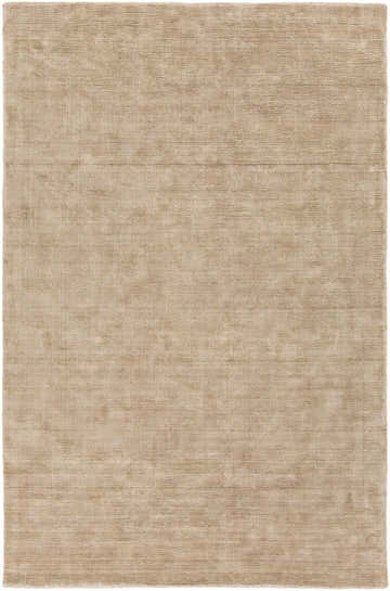 Close-up of the Timpas Luxury Linen-Viscose Rug. Hand-loomed rug with subtle stripes and a soft, neutral beige color. Design-Rectangle-576