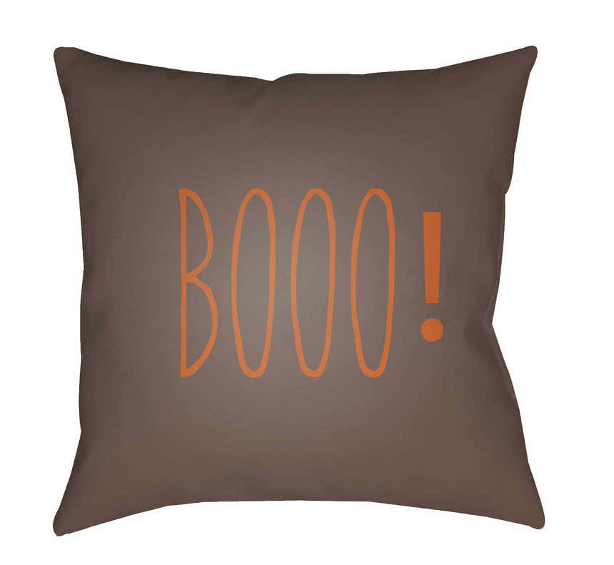 Booo Printed Orange & Brown Outdoor Pillow