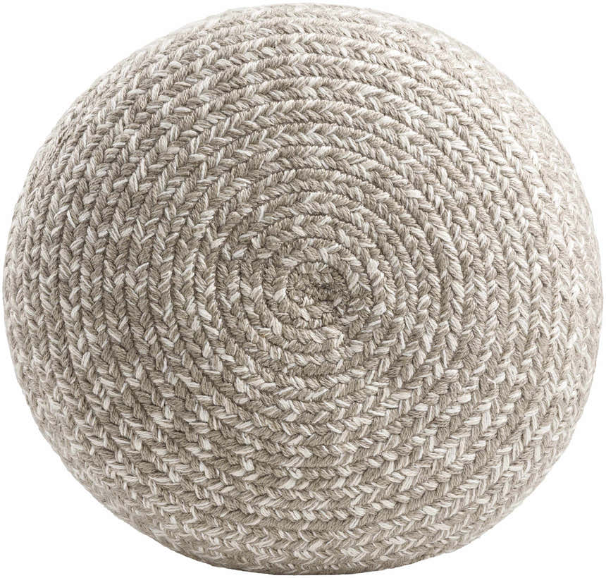 Tonanitla Natural Fiber Light Gray Knitted Outdoor Pouf