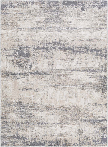 Close-up of Vesper Textured Plush Area Rug. Beige, charcoal, and gray abstract pattern. Soft, plush texture. Design-Rectangle-5373