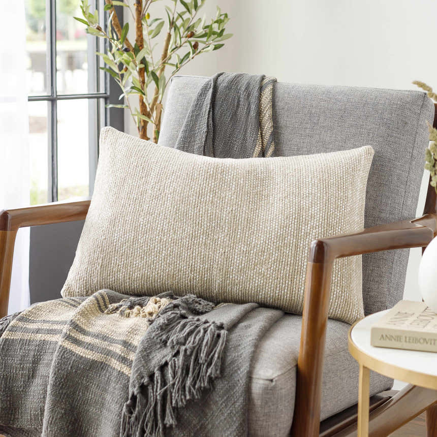 Evan Oatmeal Square Throw Pillow - Clearance